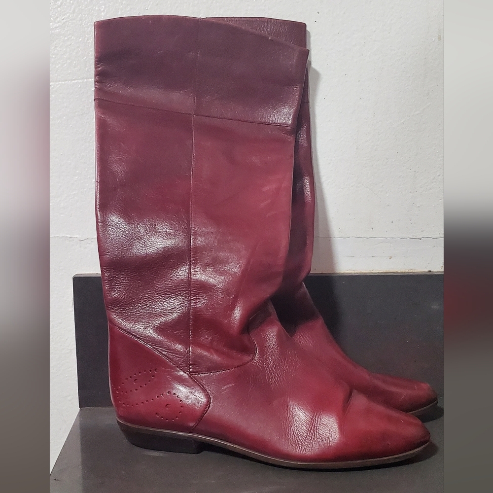 Vintage Nine West Women's Burgundy Leather Boots sz 8
